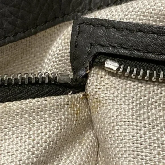 Gucci Tote GG Pattern Icon Bit Beige Dark Brown Khaki Leather - Picture 14 of 15